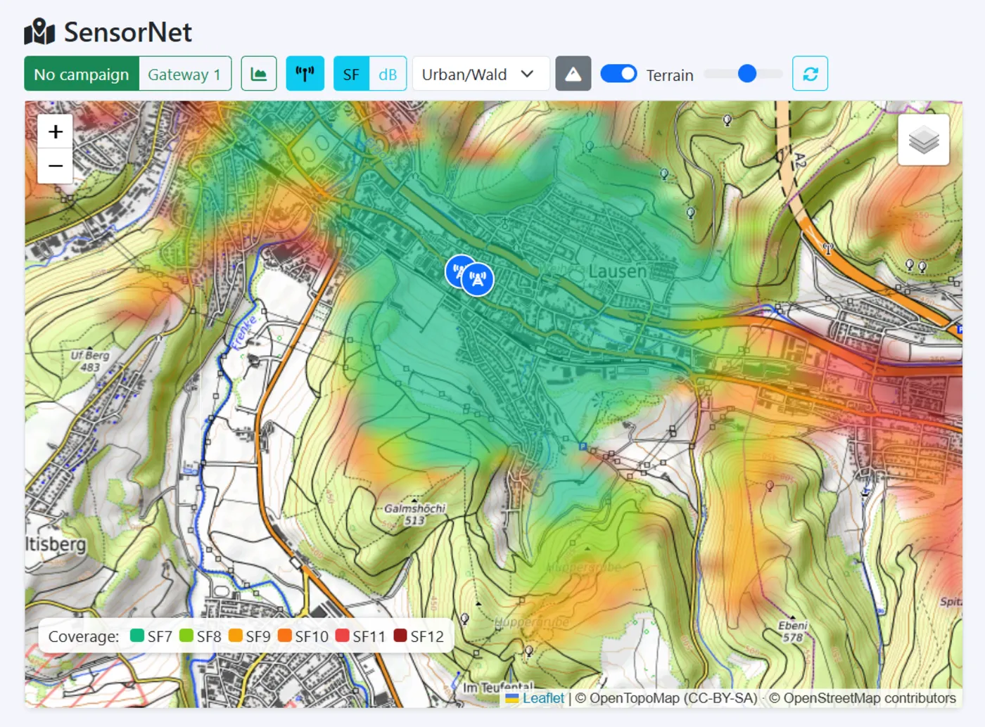 Outdoor coverage on real terrain